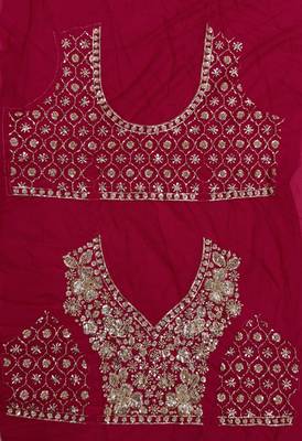 rani pink color Crystal and Motif Handwork Sequence work Net Lehenga Choli set 5