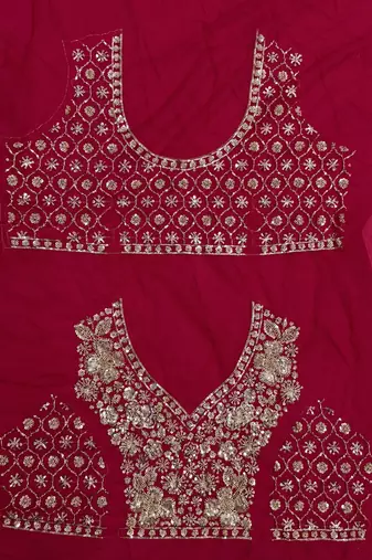 rani pink color Crystal and Motif Handwork Sequence work Net Lehenga Choli set