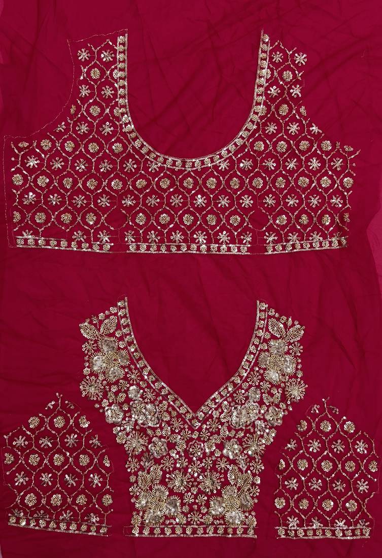 rani pink color Crystal and Motif Handwork Sequence work Net Lehenga Choli set