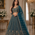 teal color Crystal and Motif Handwork Sequence work Net Lehenga Choli set