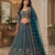 teal color Crystal and Motif Handwork Sequence work Net Lehenga Choli set