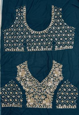 teal color Crystal and Motif Handwork Sequence work Net Lehenga Choli set 5
