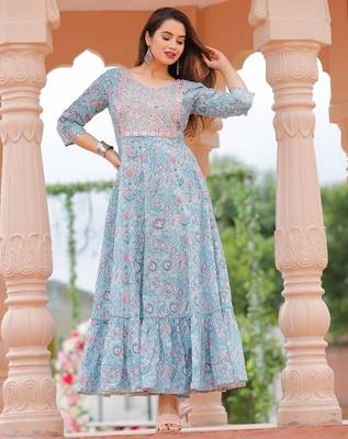 Reyon blue anarkali gawn 1