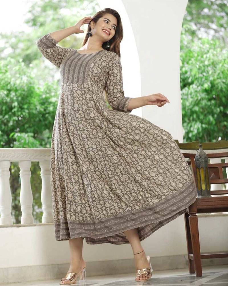 Reyon grey anarkali gawn