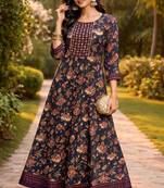 Reyon navy blue anarkali gawn