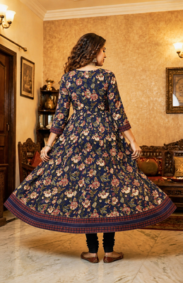 Reyon navy blue anarkali gawn 2
