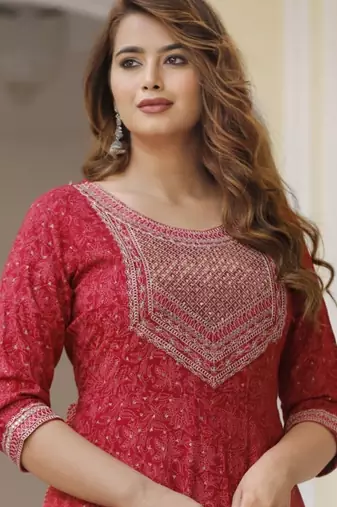 Reyon red anarkali gawn