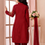 Red embroidered faux georgette straight cut kids salwar suits