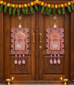mdf cow shubh labh door hanging  diwali decor door hanging (pack of 2)