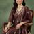 BROWN EMBRODEIRY WORK WITH COTTON BLEND KURTI PANT DUPATTA SET
