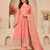 light orange color hevvy sequins emrodery work faux georgette gown set