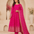 rani pink color hevvy sequins emrodery work faux georgette gown set