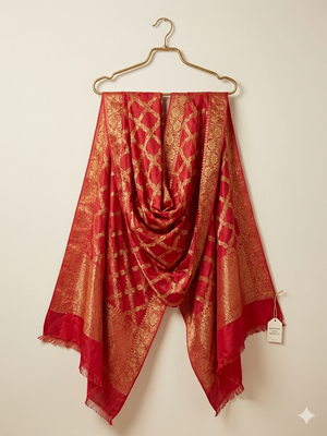 Self jari weaving orange dupatta 1