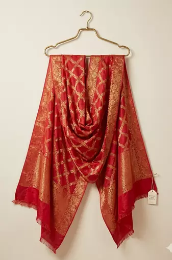 Self jari weaving orange dupatta
