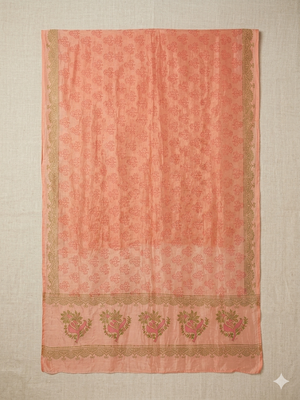 Orange block printed dupatta 2