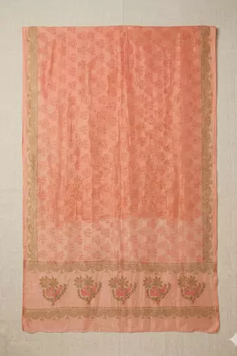 Orange block printed dupatta