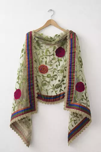 Green embroidered dupatta
