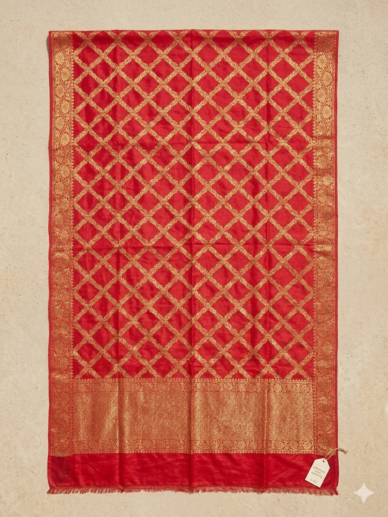 Self jari weaving orange dupatta