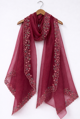 Maroon embroidered dupatta 1