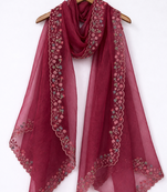 Maroon embroidered dupatta