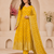 yellow color hevvy sequins emrodery work faux georgette gown set