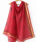 Orange hand block printed dupatta