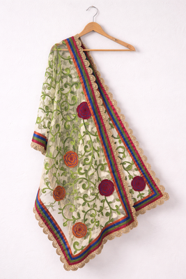Green embroidered dupatta 2