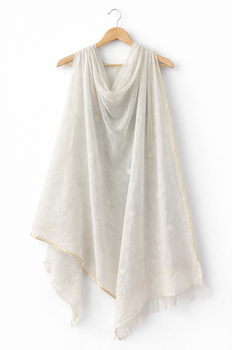 Chikan cotton dupatta