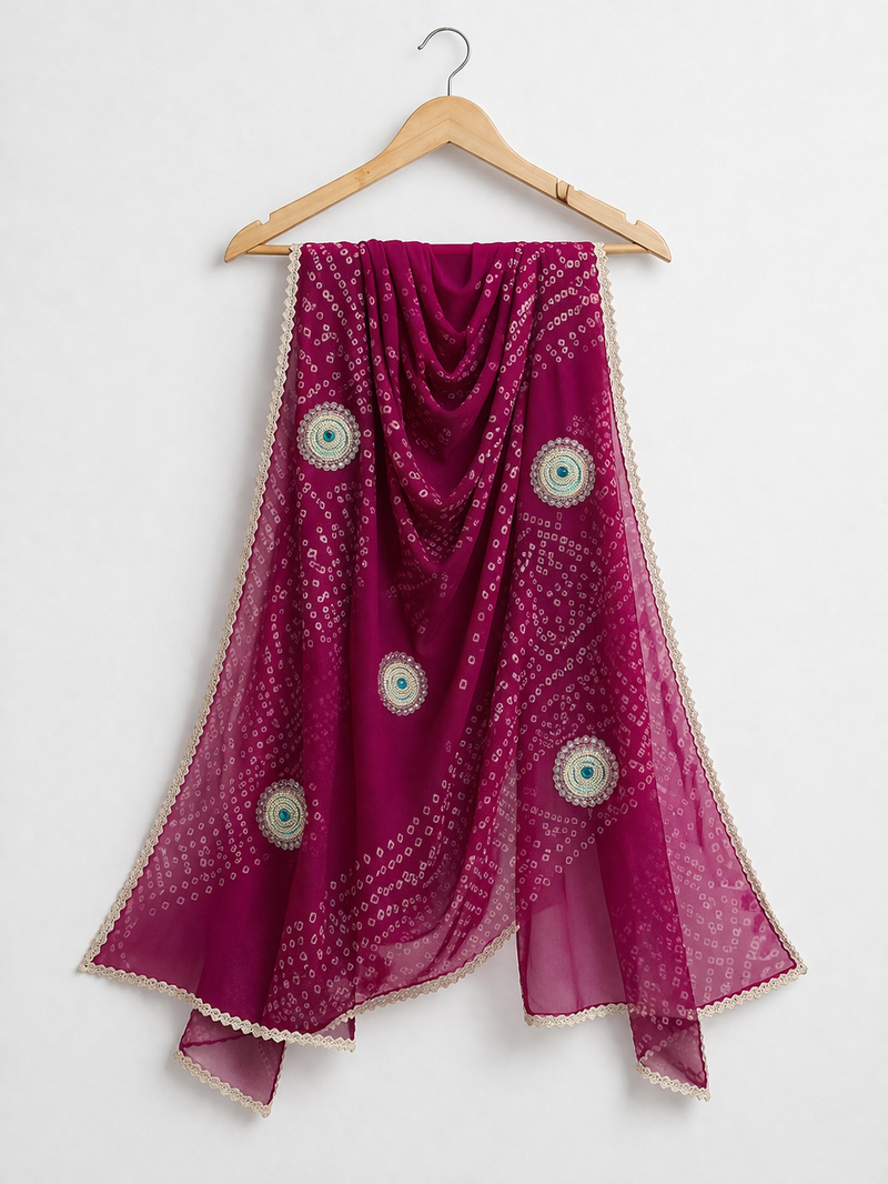 Georgette bandhani dupatta