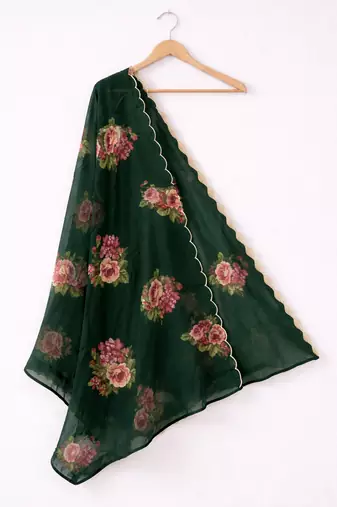 Floral organza dupatta