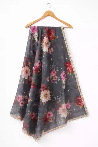 Floral organza dupatta