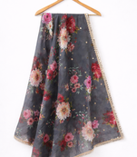 Floral organza dupatta