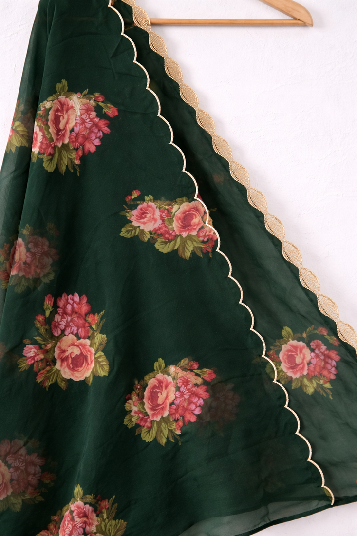 Floral organza dupatta