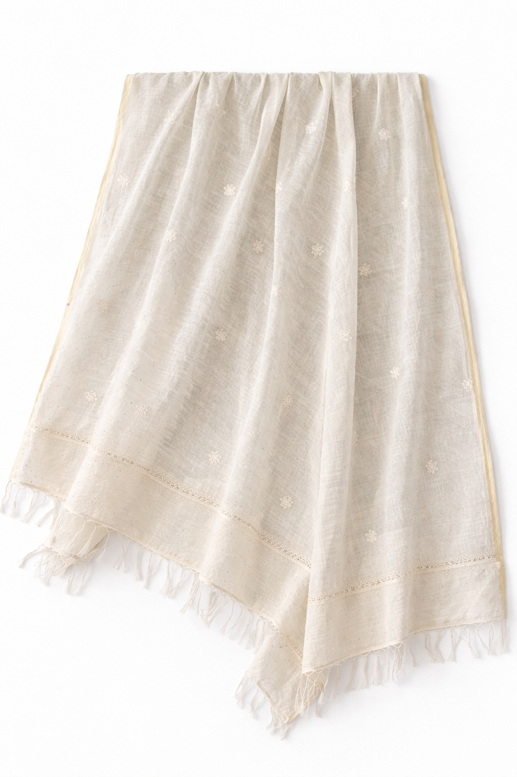 Chikan cotton dupatta