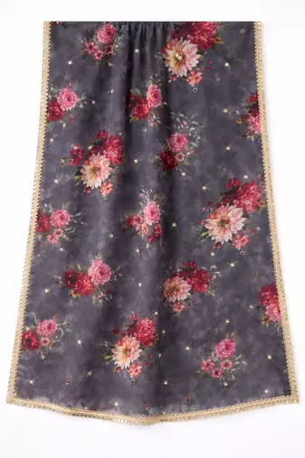 Floral organza dupatta