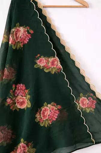 Floral organza dupatta