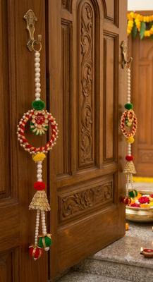traditional shubh labh wall hanging for main door decor perfect for home decor (pack of 2) 2