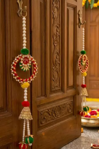 traditional shubh labh wall hanging for main door decor perfect for home decor (pack of 2)