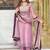 pink color embroidery and thread work with hand stitched beads and latkan work silk blend kurti set