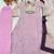 pink color embroidery and thread work with hand stitched beads and latkan work silk blend kurti set
