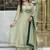 sea green color embroidery and thread work with hand stitched beads and latkan work silk blend kurti set