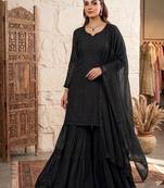 black color embroidery and sequince work georgette salwar suit