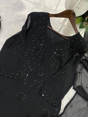 black color embroidery and sequince work georgette salwar suit 2