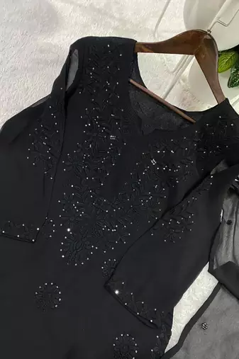 black color embroidery and sequince work georgette salwar suit