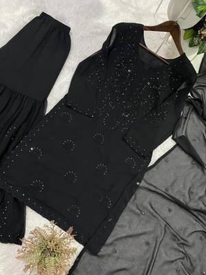 black color embroidery and sequince work georgette salwar suit 3