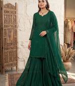 dark green color embroidery and sequince work georgette salwar suit