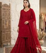 red color embroidery and sequince work georgette salwar suit