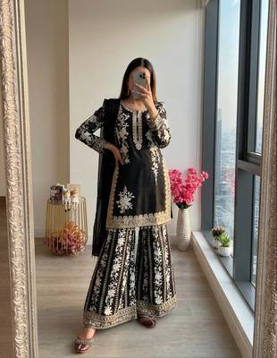 Black Color Embroidery And Sequence Work Georgette Salwar Suit 2