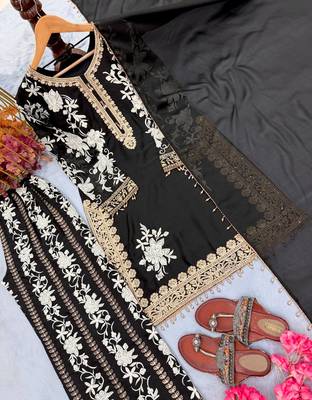Black Color Embroidery And Sequence Work Georgette Salwar Suit 4