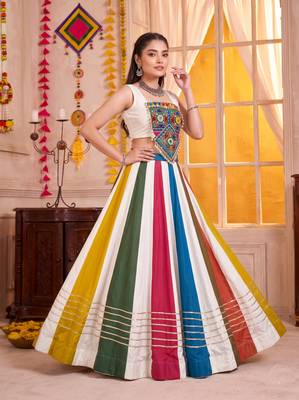 White Rayon Navratri Lehenga Choli Set 1